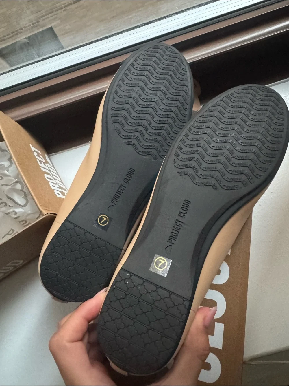 New w/ Tags Two-Tone Ballet Flats in Beige and Black